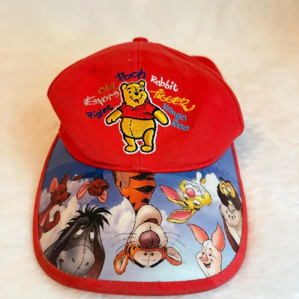 Winnie The Pooh Walt Disney World Youth‎ Cap Hat Strap Back Adjustable Red Kids